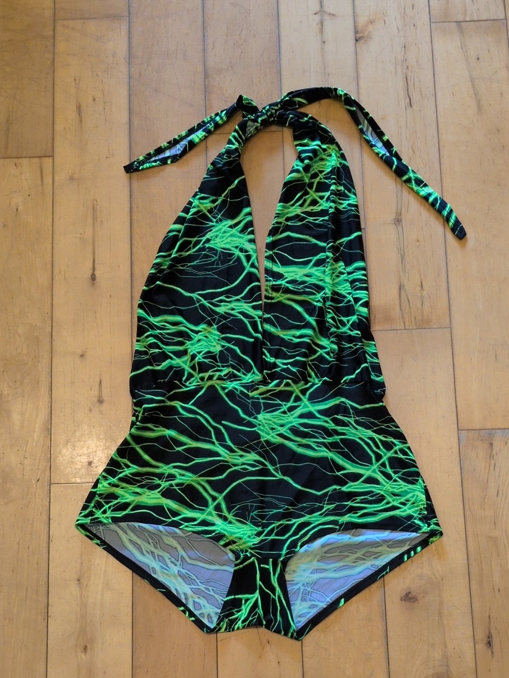 Black & Green Etsy Handmade Halter Bodysuit